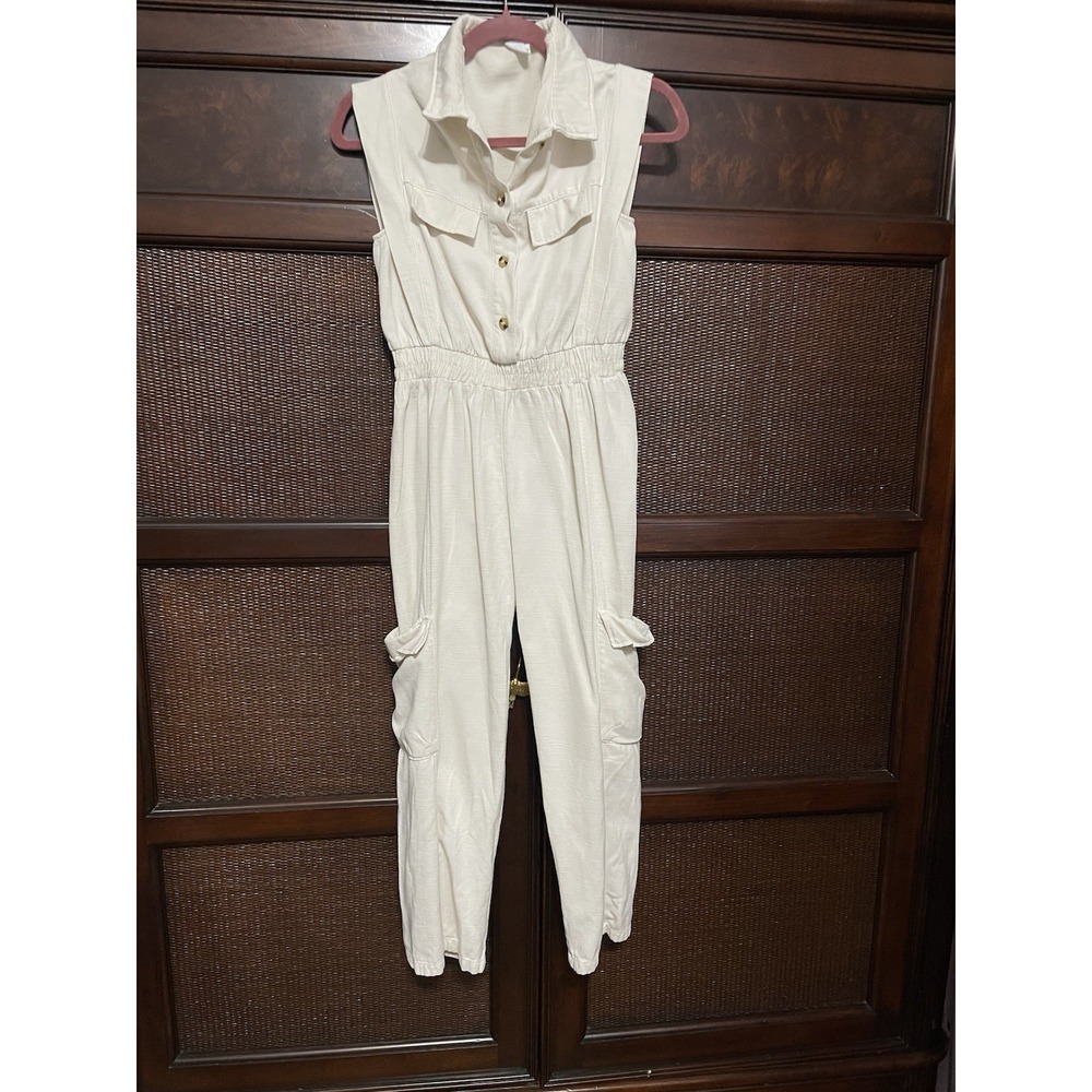 Zara Kids Cotton Jumpsuit Short Sleeves Cargo Pants Size 11y Comfort School Trip